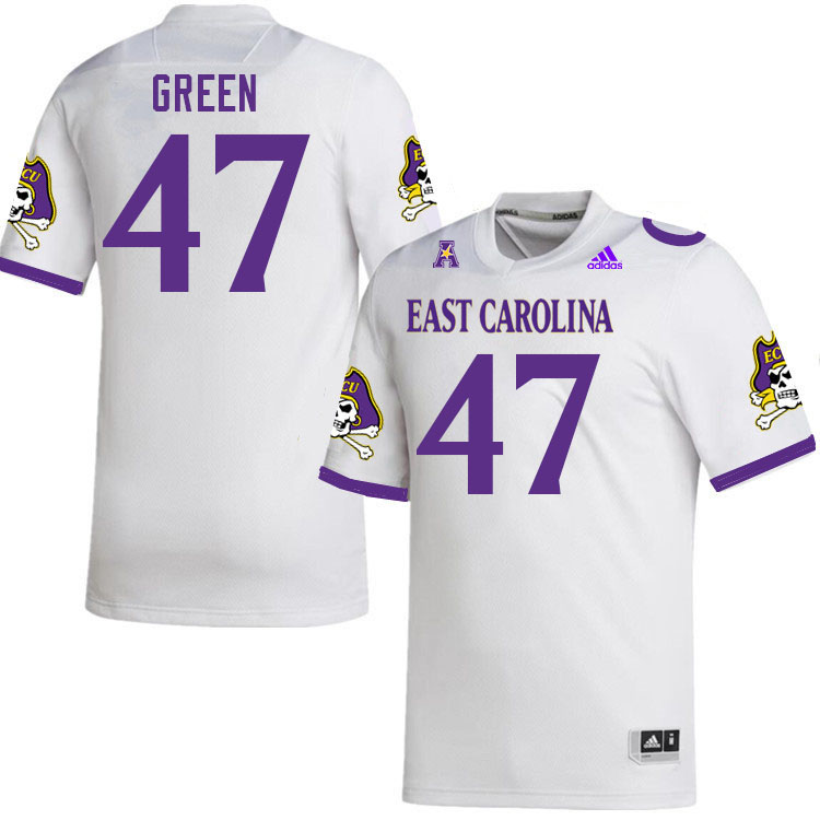 Men #47 No'Tavien Green ECU Pirates College Football Jerseys Stitched Sale-White